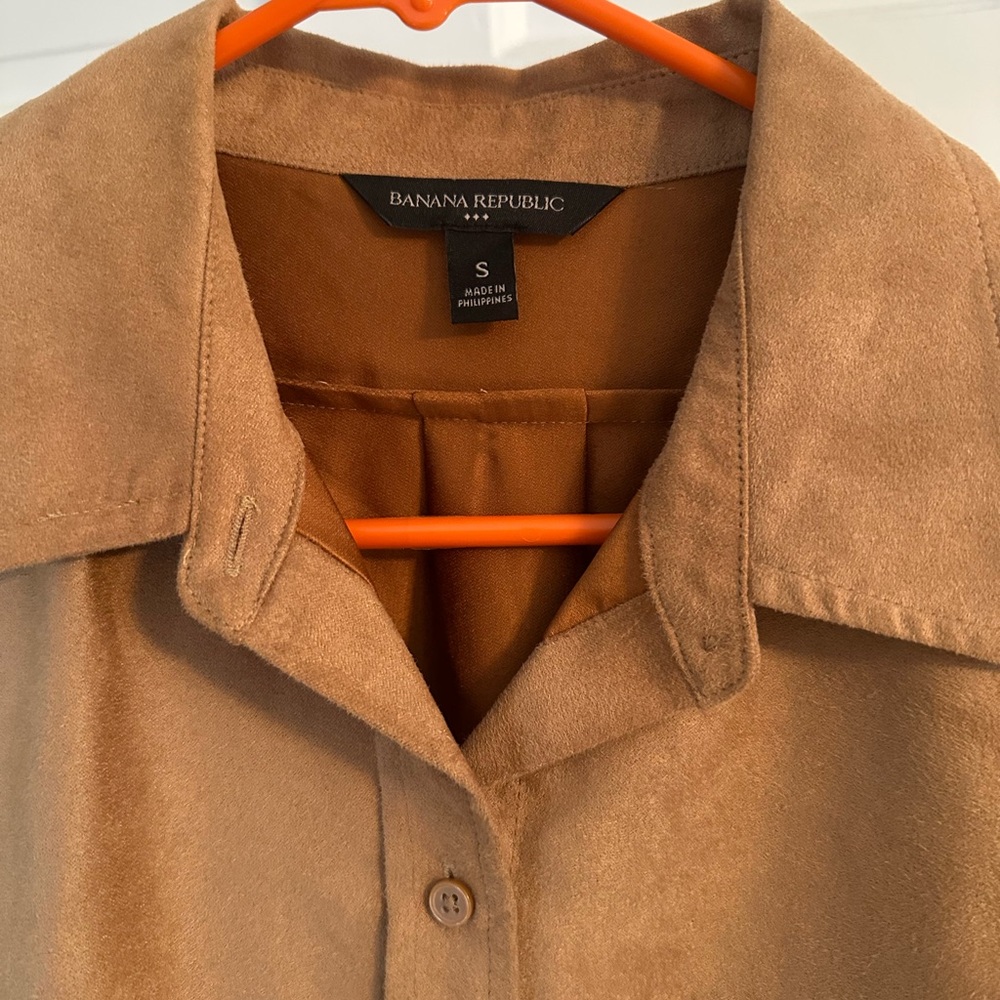 Banana Republic suede tan button-up shirt